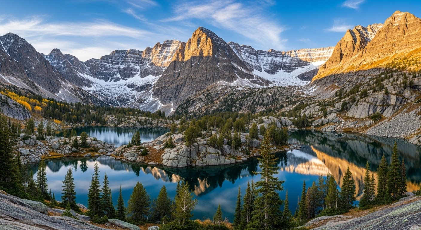 Beautiful Rocky Mountains landscape with snow-capped peaks