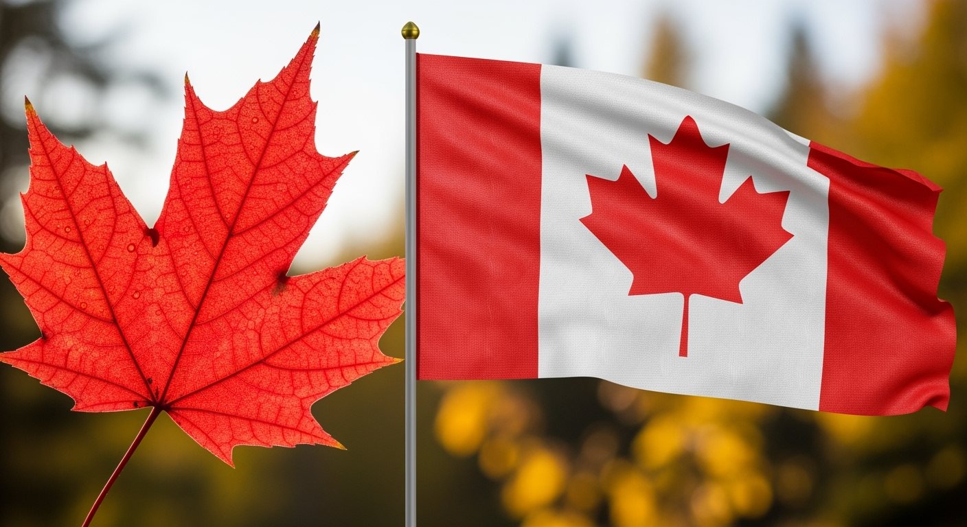 Canadian cultural symbols maple leaf and flag