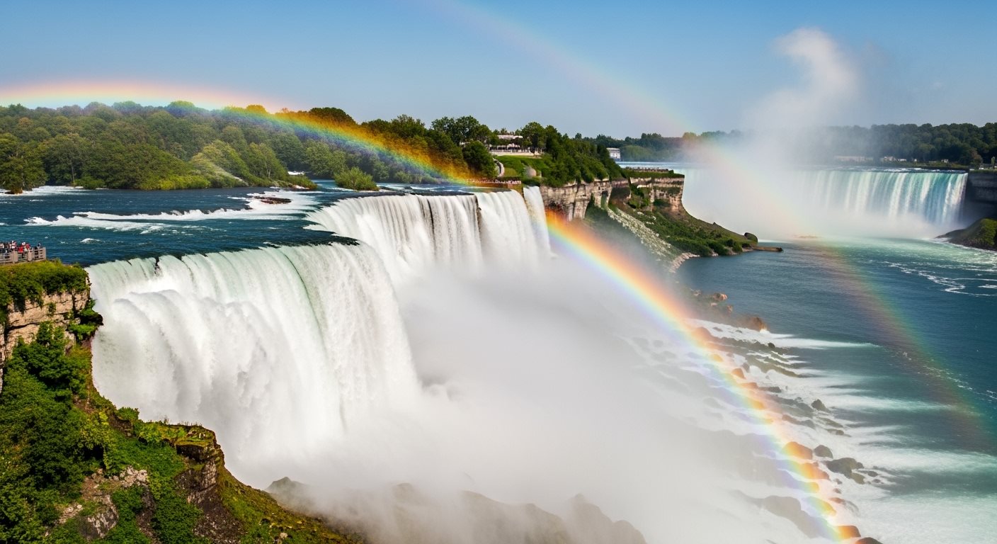Stunning Niagara Falls with rainbow